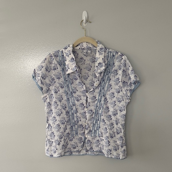 April Cornell Tops - April Cornell Women's Button Down Top Cottage core Prairie Summer Cotton Size L